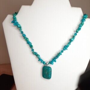 Dyed Howlite Turquoise 925 Sterling Silver Necklace 16-18"